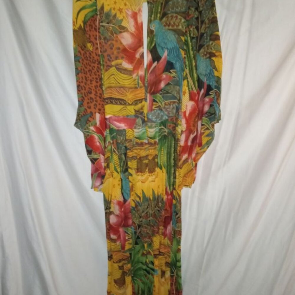 Farm Rio Tropical Dreams Chiffon Caftan Dress L 12 14 - Picture 3 of 5